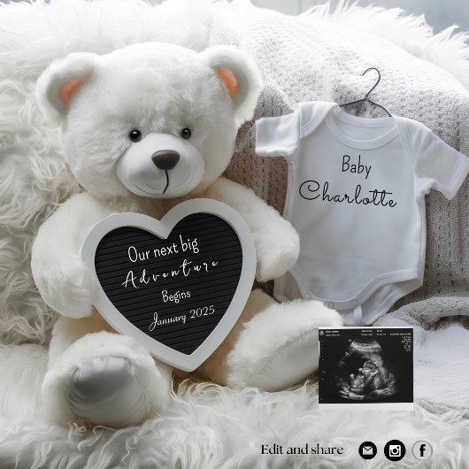 かわいい白いソーシャルメディアの妊娠発表 招待状