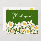 かわいい白いデイジーとてんとう虫の遊び心あふれるありがとう ポストカード (正面/裏面)