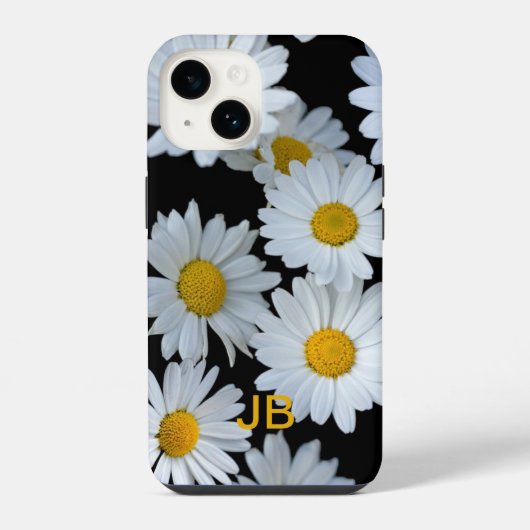 かわいい白いデイジーの花のモノグラム iPhoneケース (裏面)