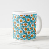 かわいい白いデイジーの花 ジャンボコーヒーマグカップ (正面右)