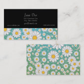 かわいい白いデイジーオンブルーグリーン 名刺 (正面/裏面)