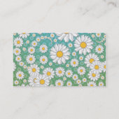 かわいい白いデイジーオンブルーグリーン 名刺 (裏面)