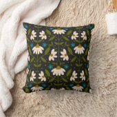 かわいい白いデイジー模様 クッション (ブランケット)