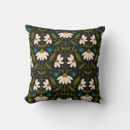 かわいい白いデイジー模様 クッション