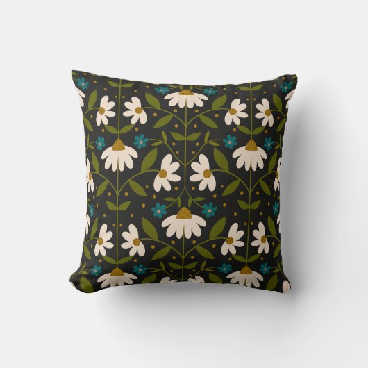 かわいい白いデイジー模様 クッション (正面)