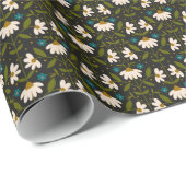 かわいい白いデイジー模様 ラッピングペーパー (ロールコーナー)