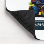 かわいい白いトレックス乗馬モンスタートラック恐竜の名前 マウスパッド (コーナー)