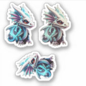 かわいい白いドラゴンカスタムカットビニールシール シール (正面)