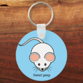 かわいい白いネズミの漫画 キーホルダー (正面)