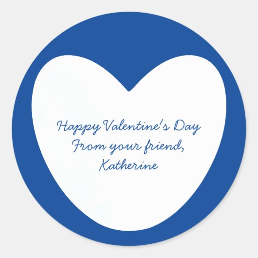 かわいい白いハート教室バレンタインデー ラウンドシール (正面)