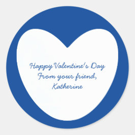 かわいい白いハート教室バレンタインデー ラウンドシール