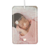 かわいい白いハート（写真付き） カーエアーフレッシュナー (正面)