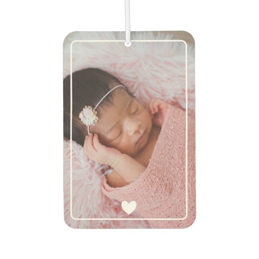 かわいい白いハート（写真付き） カーエアーフレッシュナー (正面)