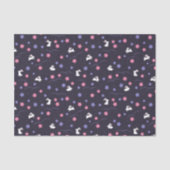 かわいい白いバニーウサギと花の模様 薄葉紙 (正面)