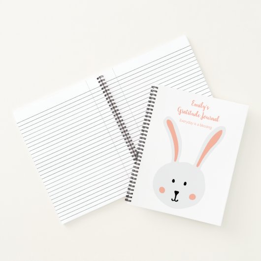 かわいい白いバニーウサギ感謝ジャーナルPink ノートブック (内部)