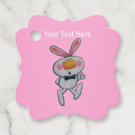 かわいい白いバニーオレンジ色の鼻ピンクに親指を立てる フェイバータグ