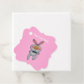 かわいい白いバニーオレンジ色の鼻ピンクに親指を立てる フェイバータグ (インサイチュ)