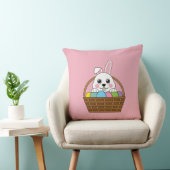 かわいい白いバニーカラフルイースターエッグ狩りバスケット クッション (椅子)