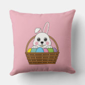 かわいい白いバニーカラフルイースターエッグ狩りバスケット クッション (裏面)