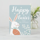 かわいい白いバニーフラワーイースター シーズンカード (スタンド正面)