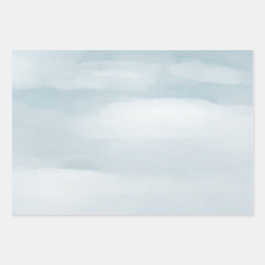 かわいい白いバニーラビットブルーウィンタークリスマス ラッピングペーパーシート (正面2)