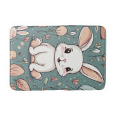 かわいい白いバニー模様 バスマット (正面)