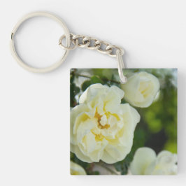 かわいい白いバラ前向きの キーホルダー