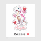 かわいい白いバレンタインデーの恐竜 シール (シート)