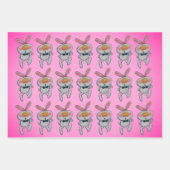 かわいい白いバンニーオレンジの鼻ピンクアップ親指 ラッピングペーパーシート (正面3)