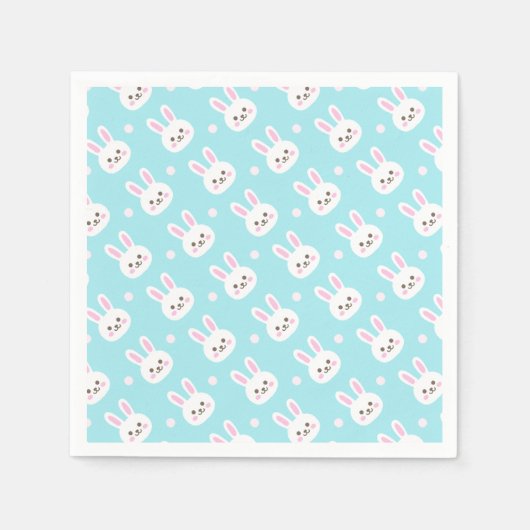 かわいい白いバンニーズパターンイースター |紙ナプキン スタンダードカクテルナプキン (正面)