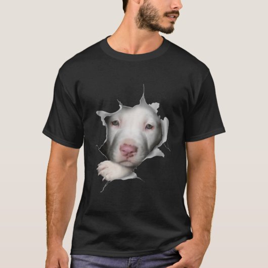 かわいい白いピットブル顔インサイドミー Tシャツ (正面)