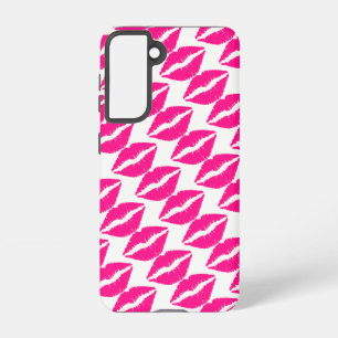 かわいい白いピンクのキスパターンのネックタイCase-Mate Samsung Galaxy S21ケース
