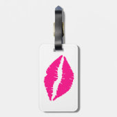 かわいい白いピンクのキス模様ネックタイ ラゲッジタグ (裏面縦)