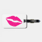 かわいい白いピンクのキス模様ネックタイ ラゲッジタグ (裏面横)