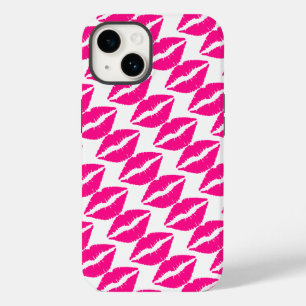 かわいい白いピンクのキス模様ネックタイ Case-Mate iPhone 14ケース