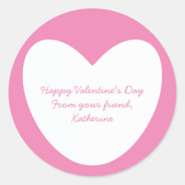 かわいい白いピンクのハート教室バレンタインデー ラウンドシール