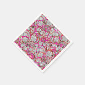 かわいい白いピンクのペイズリー スタンダードカクテルナプキン (角)