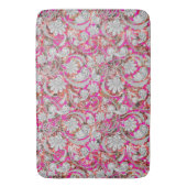 かわいい白いピンクのペイズリー バスマット (正面縦)