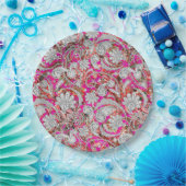 かわいい白いピンクのペイズリー ペーパープレート (パーティー)