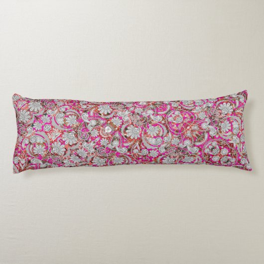 かわいい白いピンクのペイズリー ボディピロー (裏面)