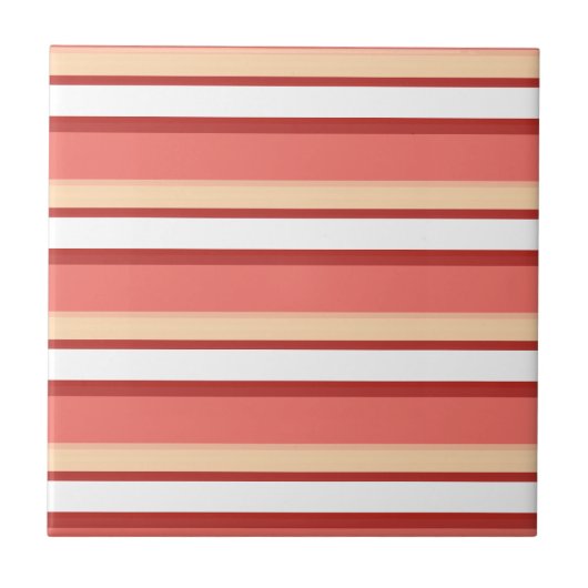 かわいい白いピンクストライプ色 タイル (正面)