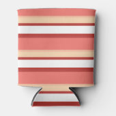 かわいい白いピンクストライプ色 缶クーラー (正面)