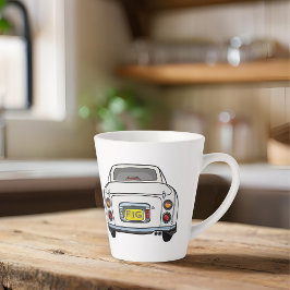 かわいい白いフィガロ車モノグラム人形 カフェラテマグ