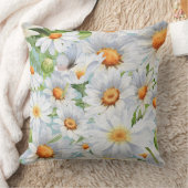 かわいい白いフローラヴィンテージ水彩デイジー クッション (ブランケット)