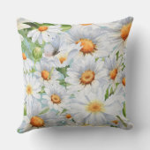 かわいい白いフローラヴィンテージ水彩デイジー クッション (裏面)