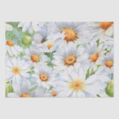 かわいい白いフローラヴィンテージ水彩デイジー 薄葉紙 (正面)