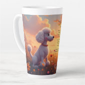 かわいい白いプードルと詩 カフェラテマグ (左アングル)