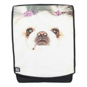 かわいい白いペキン犬のバックパックまたはあなたの犬 バックパック (正面)