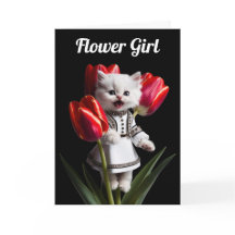 かわいい白いペルシャの花の女の子グリーティングカード