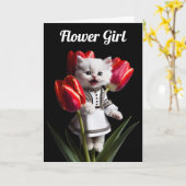 かわいい白いペルシャの花の女の子グリーティングカード カード (黄色い花)